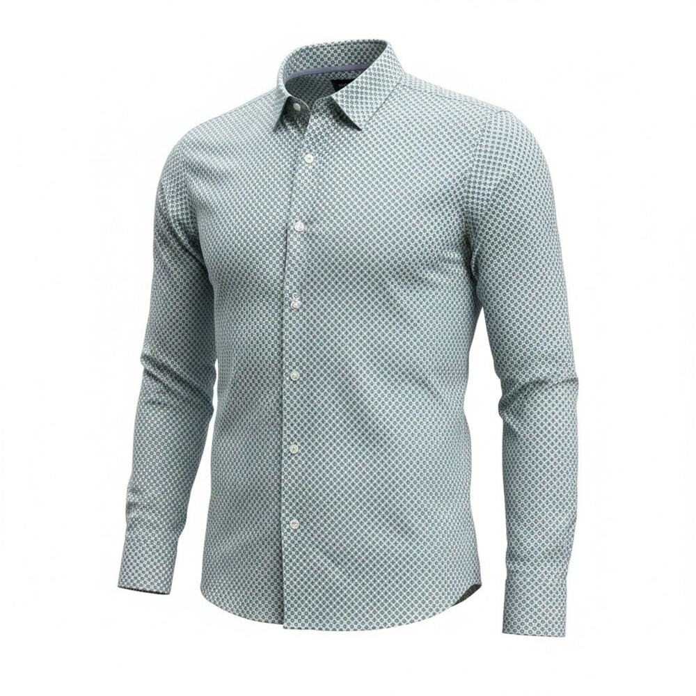 BONOBOS Men’s Slim Fit Long Sleeve Shirt Geometric XLarge Stretch Classic A263